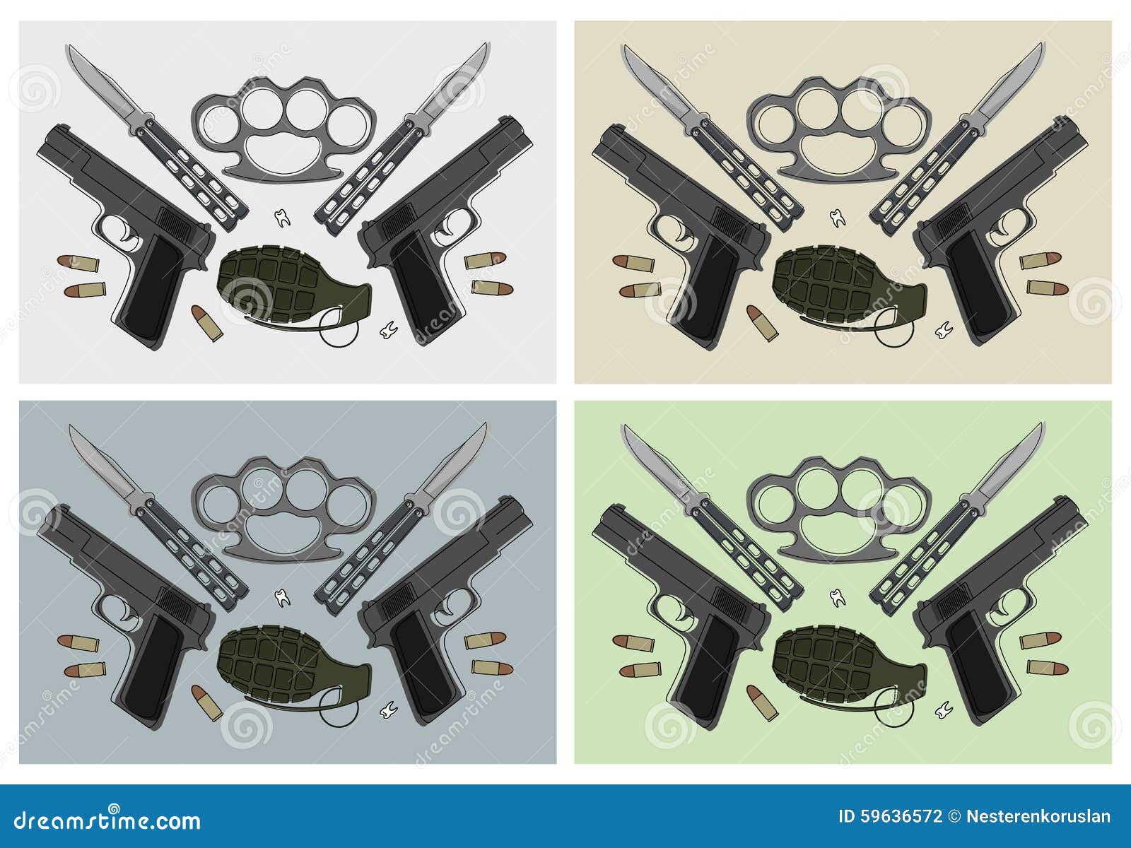 Weapons sets. Color stock vector. Illustration of ammo - 59636572