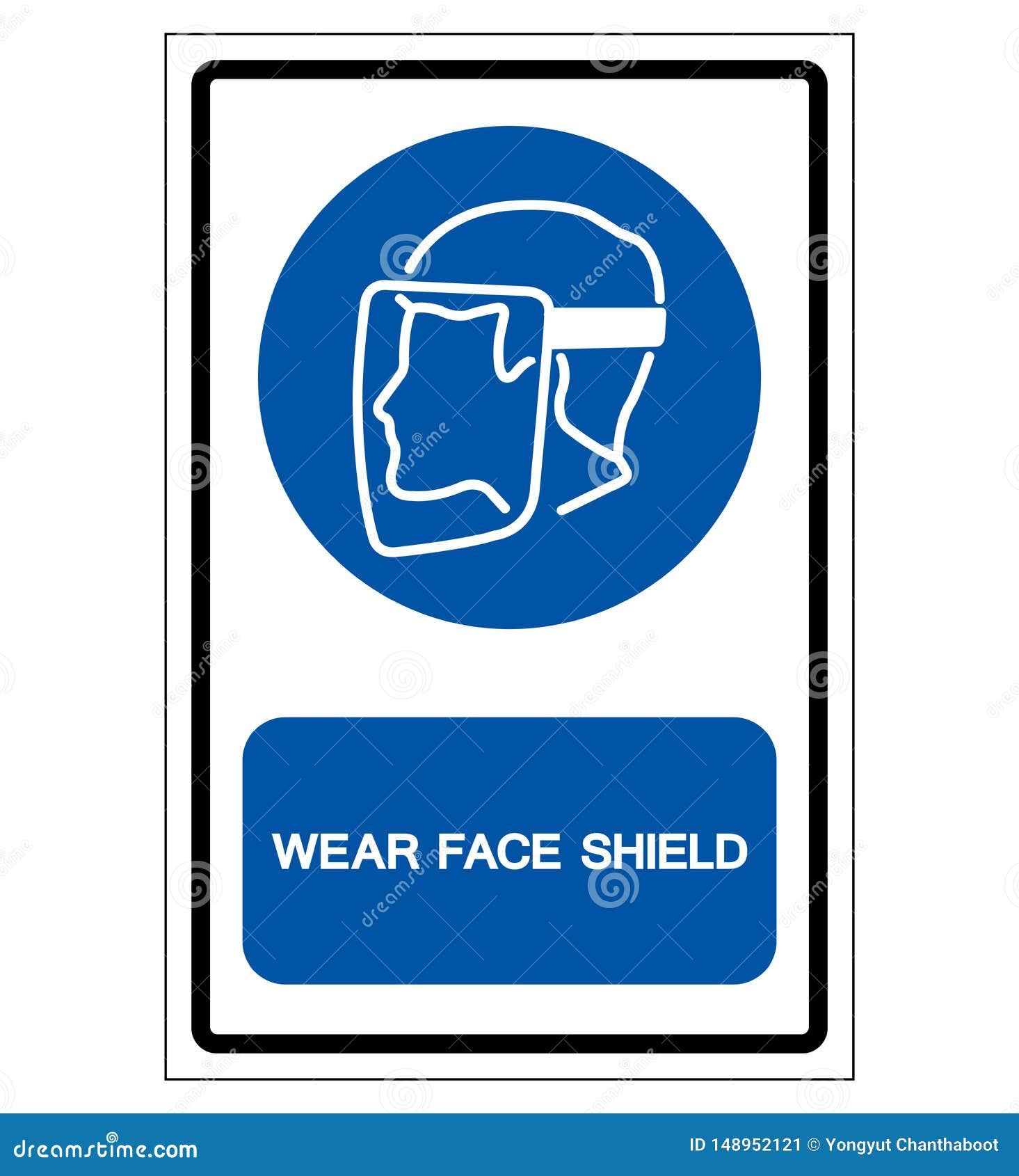 Wear Face Shield Symbol Sign, Vector Illustration, Isolate on White