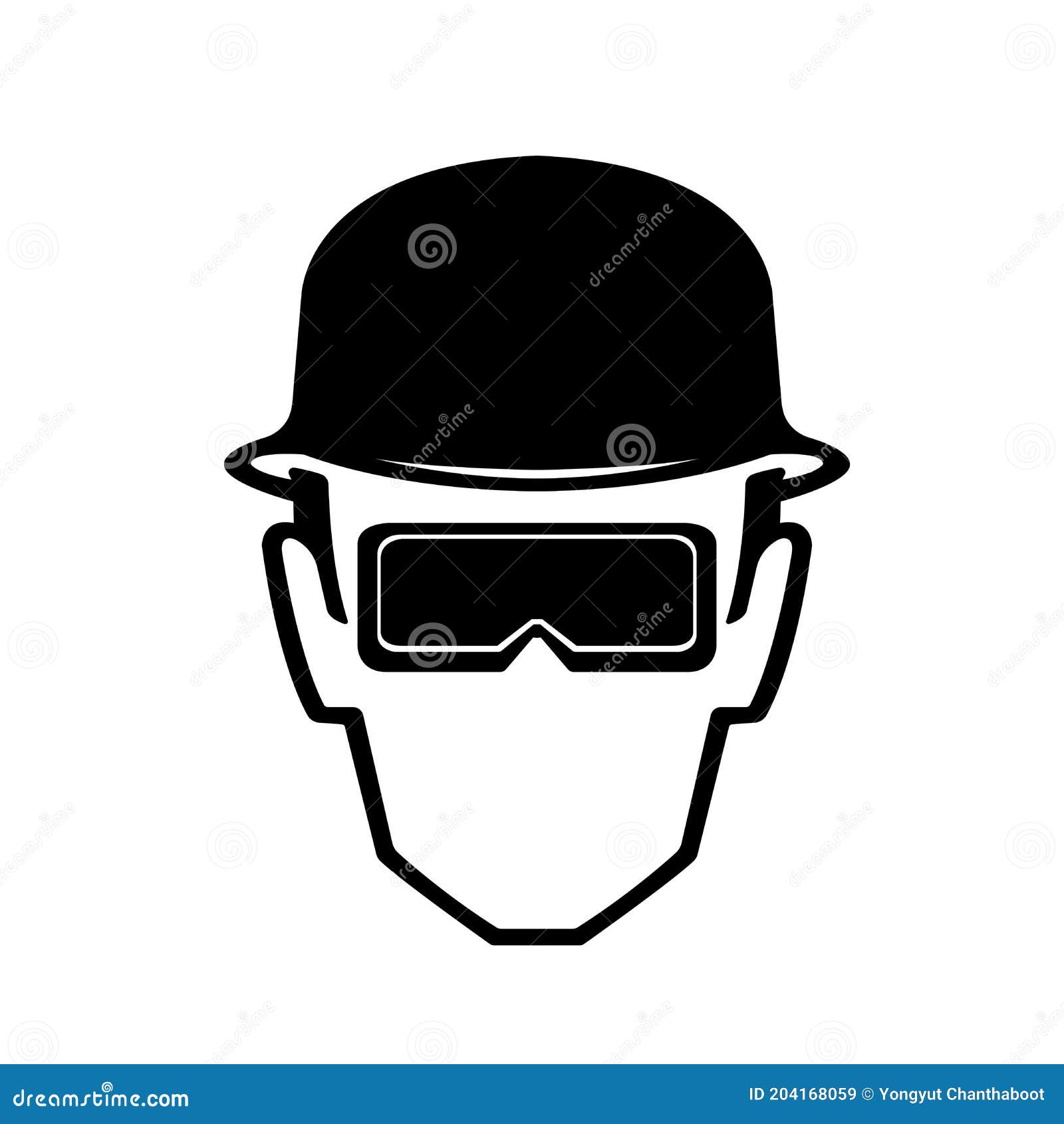 Wear Head Protection Black Icon, Vector Illustration, Isolate on White