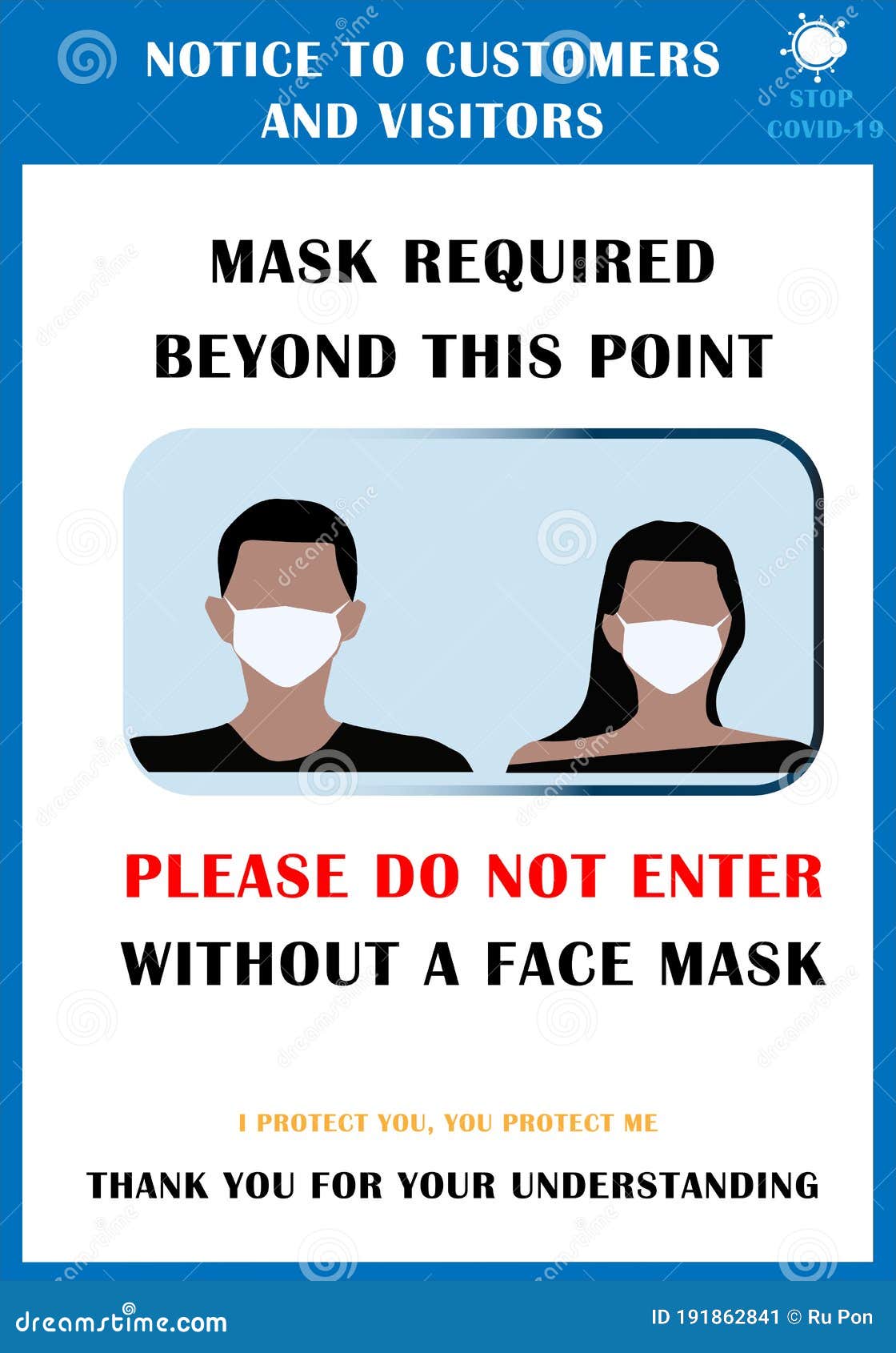 Wear Mask Sign Face Covering Sign The Mandatory Sign For Wearing Mask Mask Required Beyond This Point Please Do Not Enter Wit Stock Illustration Illustration Of Caution Please