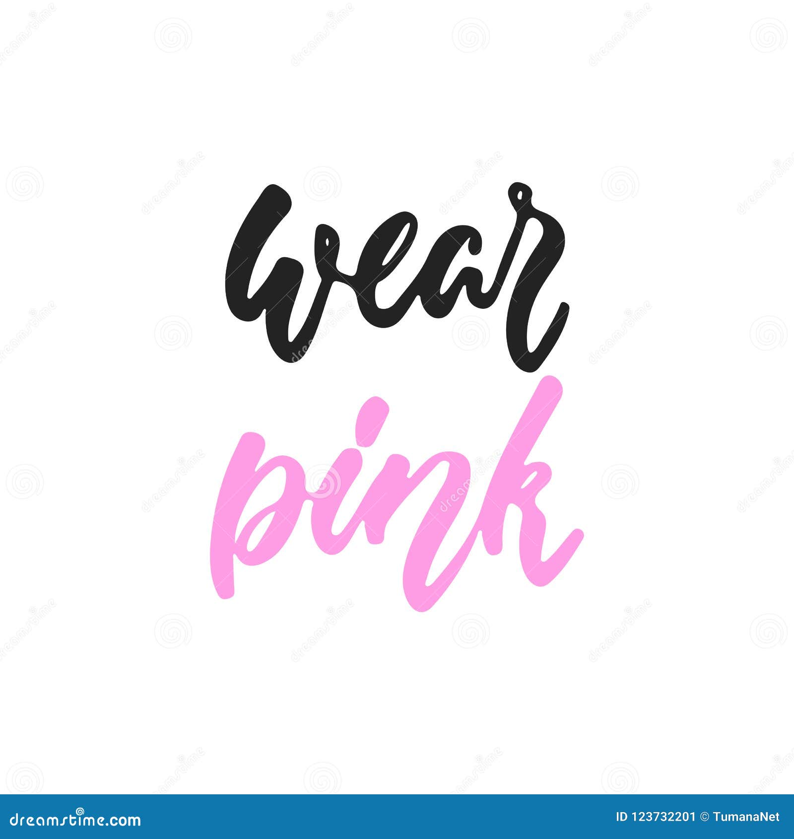 Wear Pink - Hand Drawn October Breast Cancer Awareness Month Lettering ...