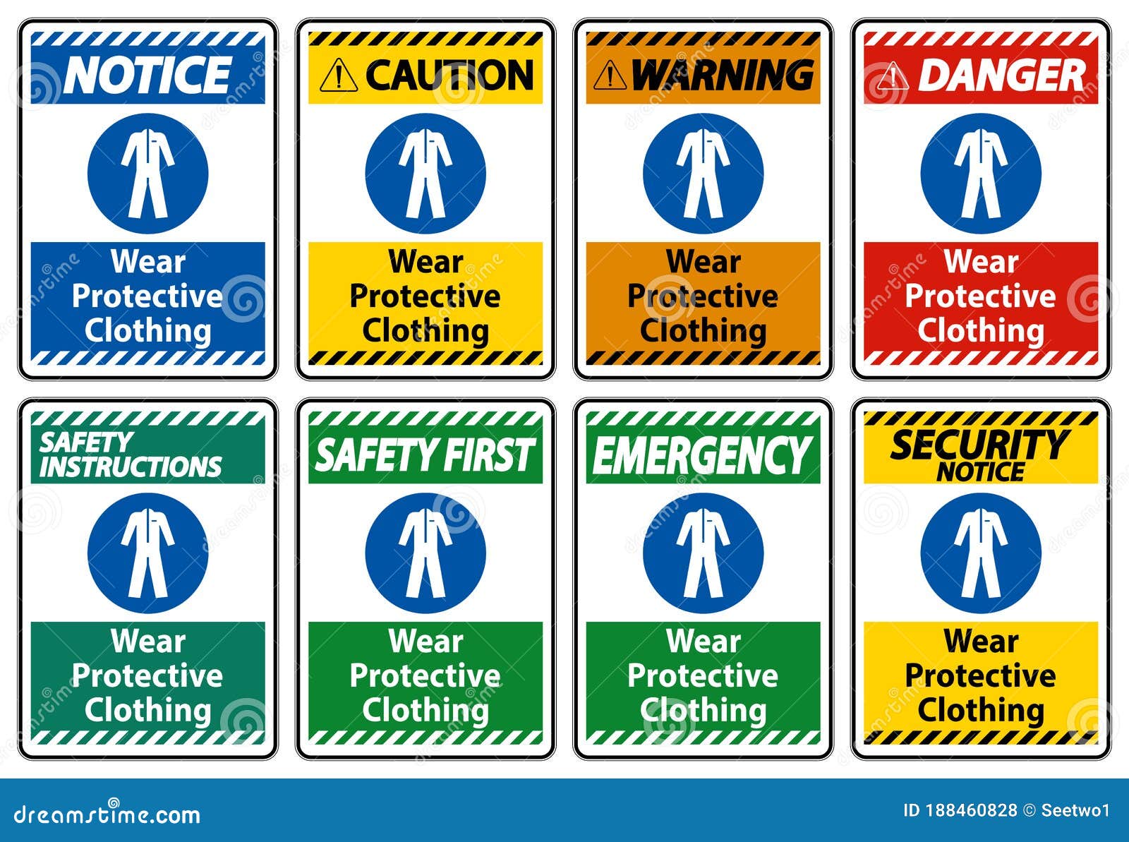 Wear Protective Clothing Sign on White Background Stock Vector