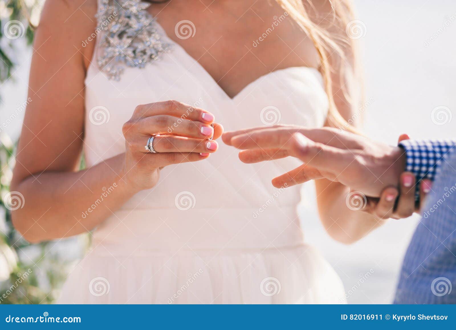Wearing Wedding Ring Ceremony Stock Image Image of marriage