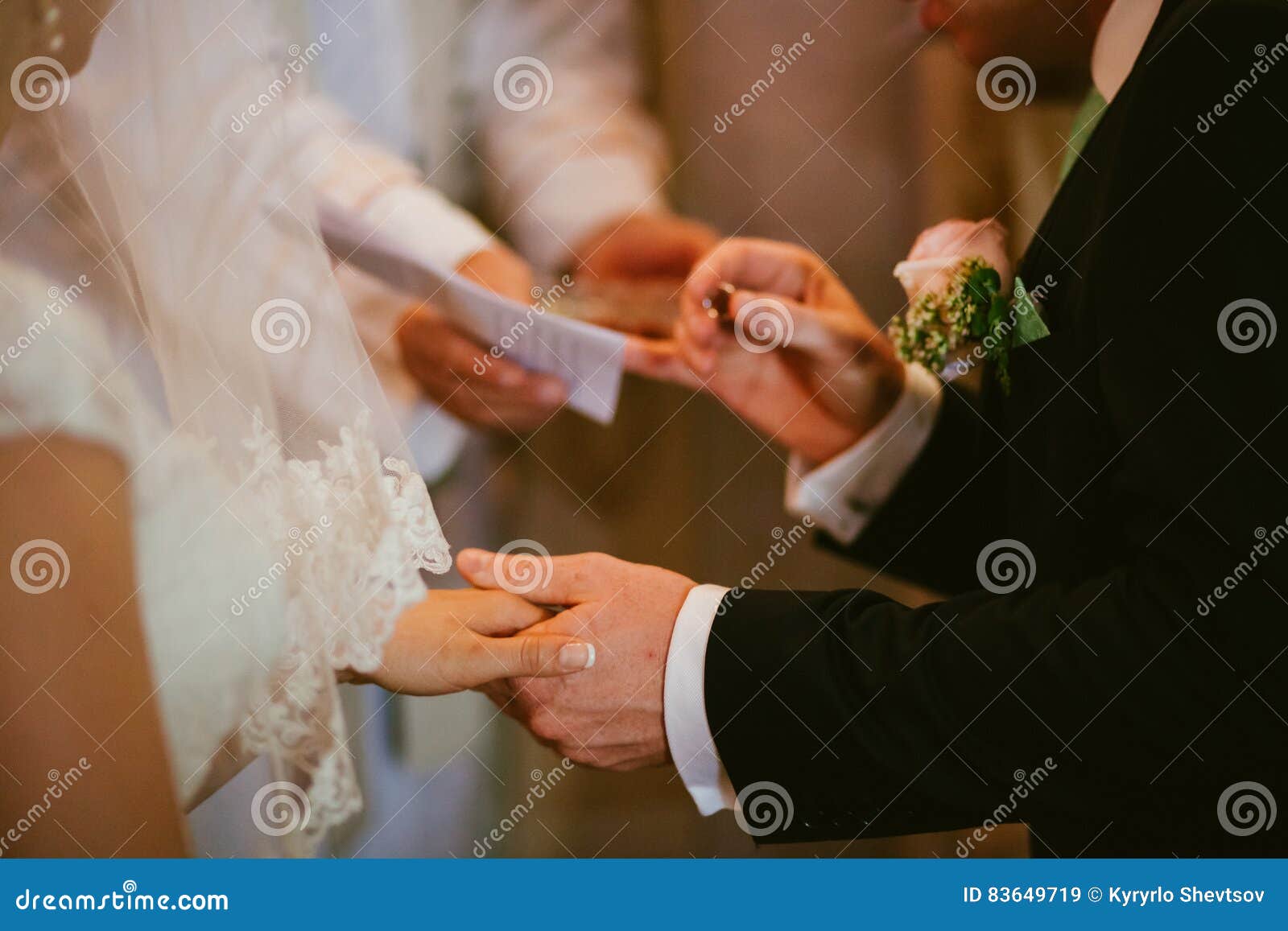 Wearing Wedding Ring Ceremony Stock Image Image of flower, female