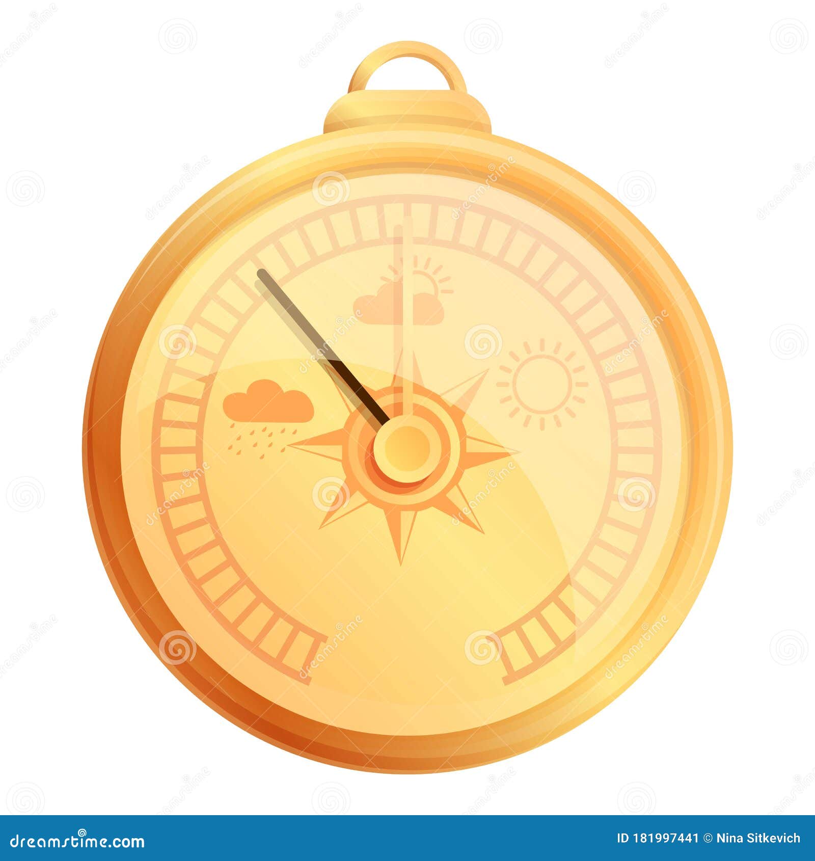 Weather Barometer Icon, Cartoon Style Stock Vector Illustration of