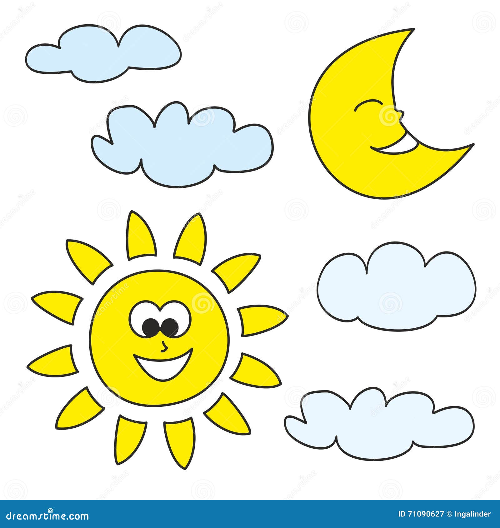 Weather Cartoon Icons Vector Illustrations on White Background Stock ...