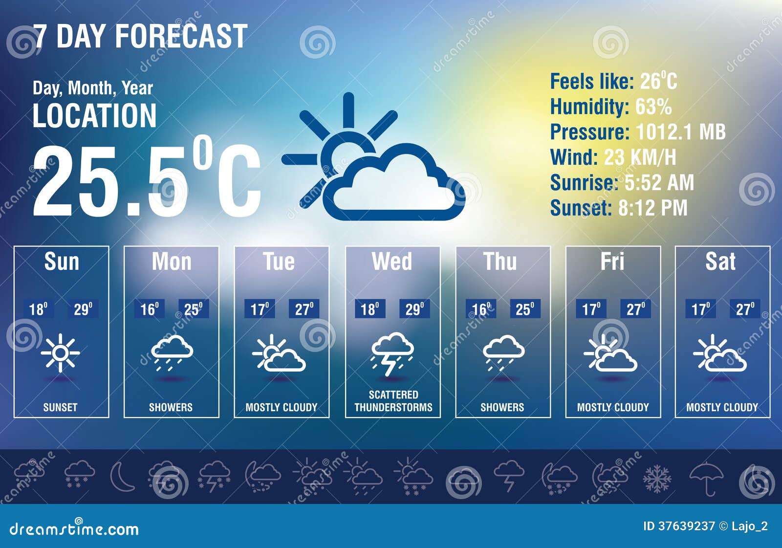 Weather Forecast Stock Illustrations – 25,25 Weather Forecast For Kids Weather Report Template