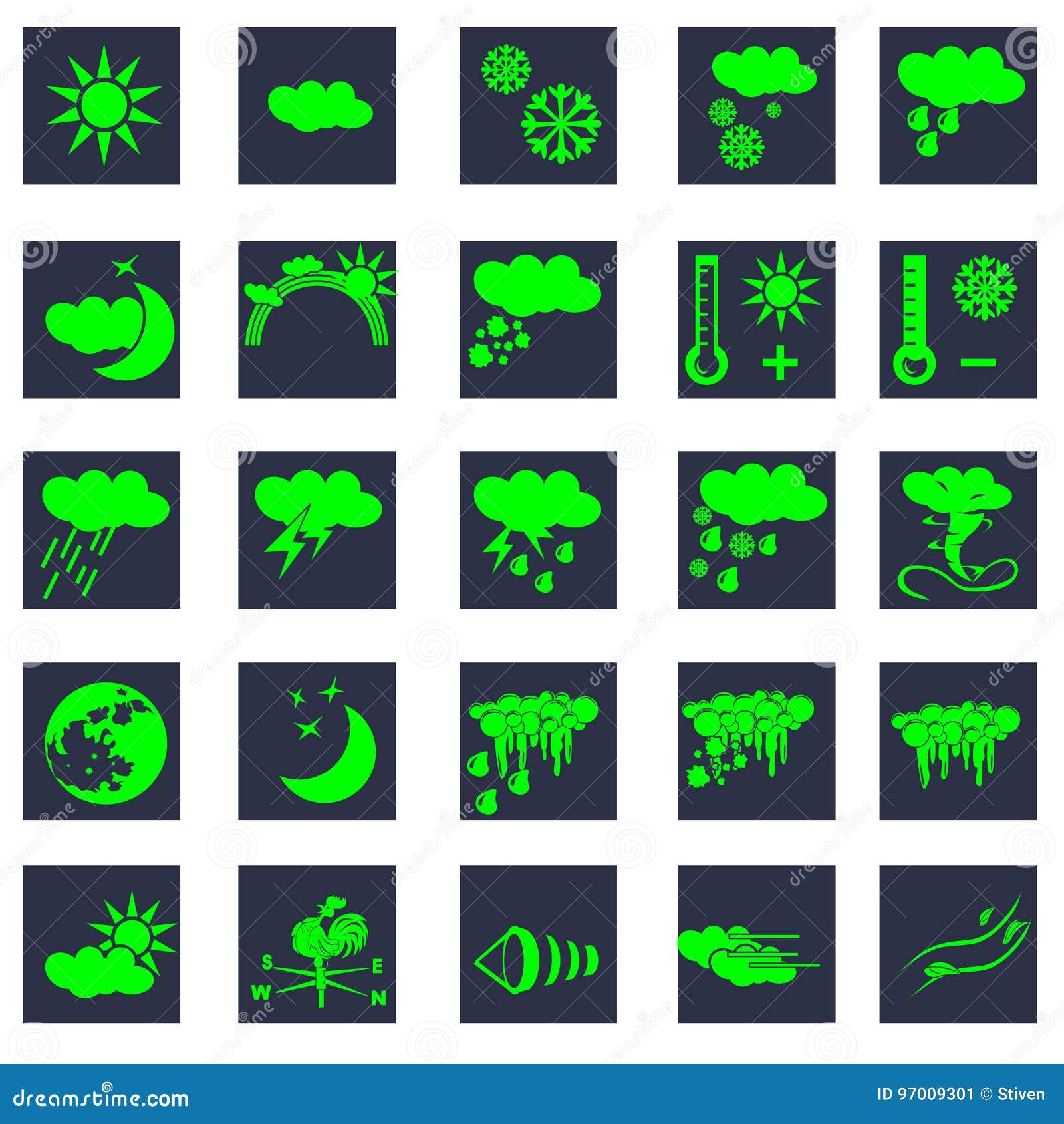 Weather green icons stock vector. Illustration of green 97009301