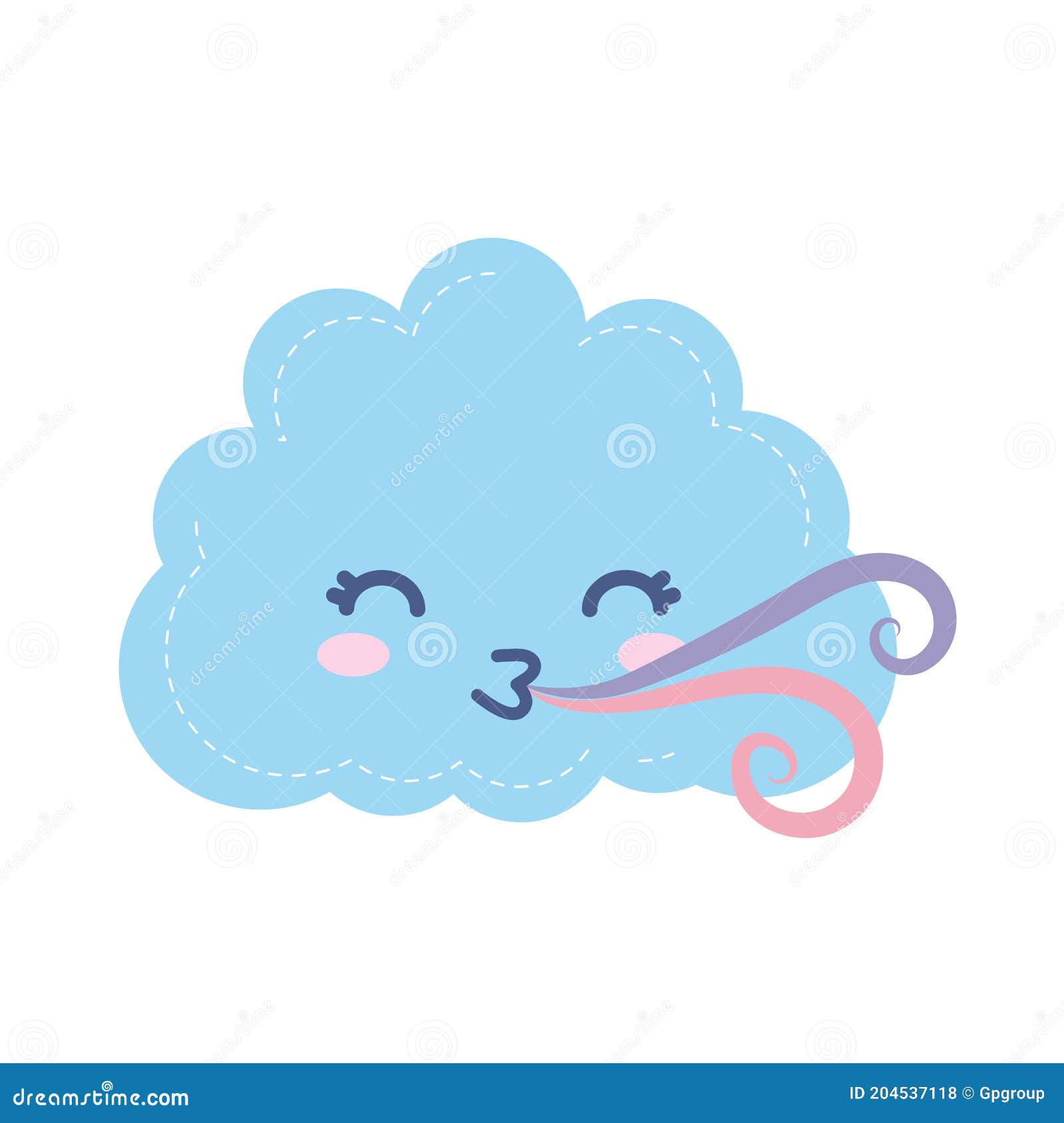 weather icon of an happy cloud with winds