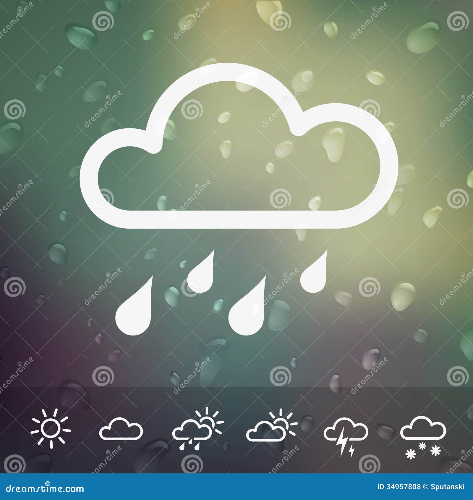 Weather Icons on blurred Water drops background. Weather Vector Icons on blurred Water drops background. from background. Each icon in separately folder.