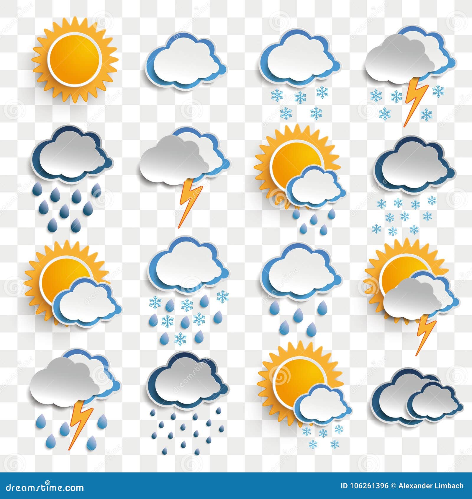 Set Of Weather Icons On White Background Climate Forecast Collection ...