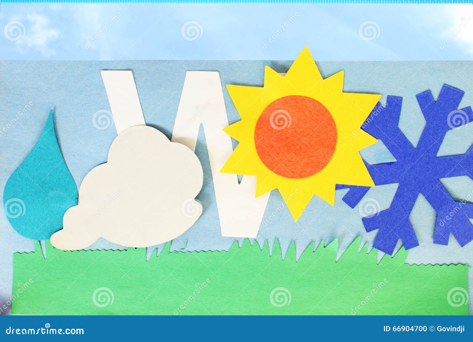 Weather Icons Kids School Paper Craft Stock Photo - Image of background,  grunge: 66904700