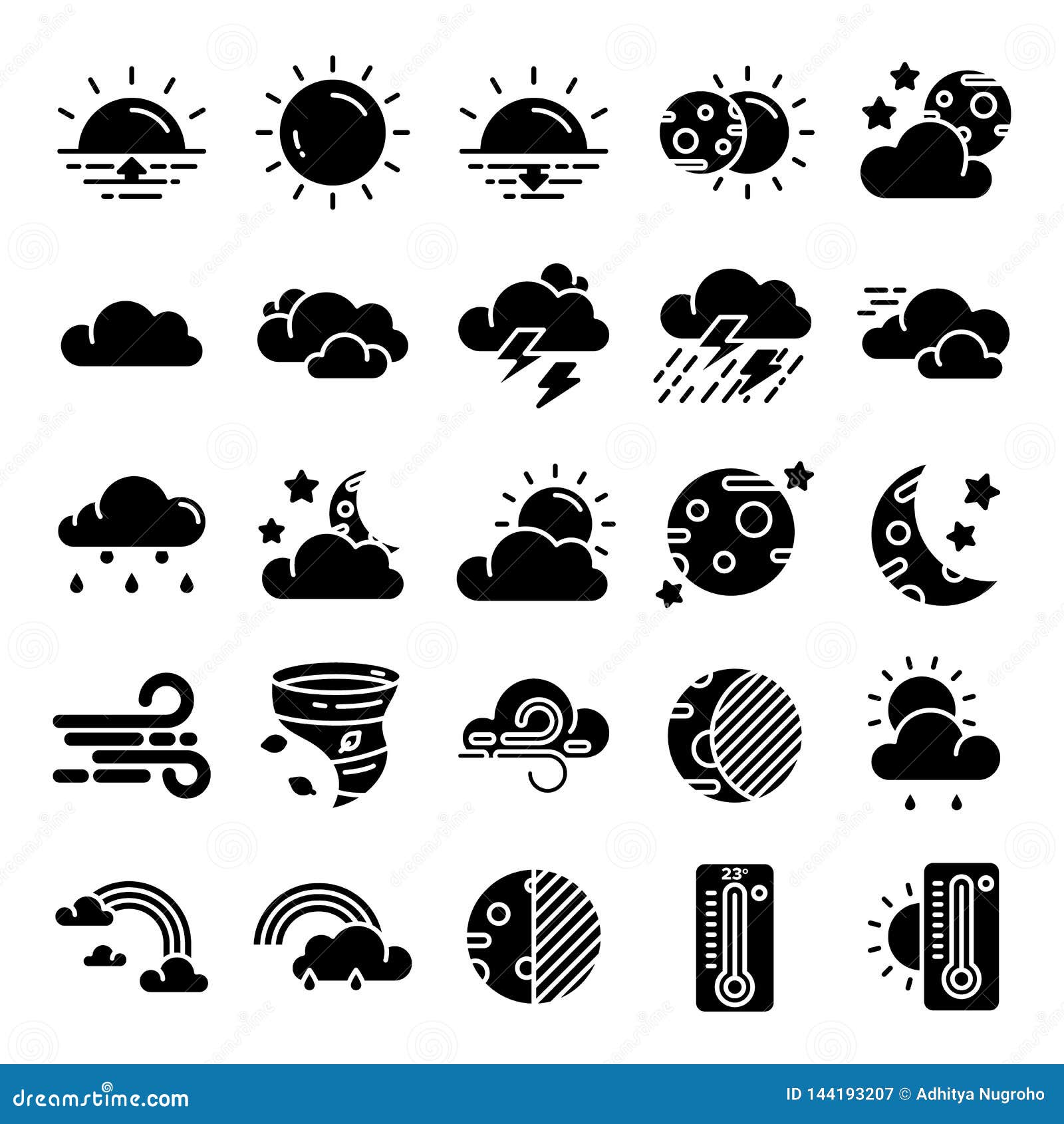 Weather icons pack stock vector. Illustration of night - 144193207