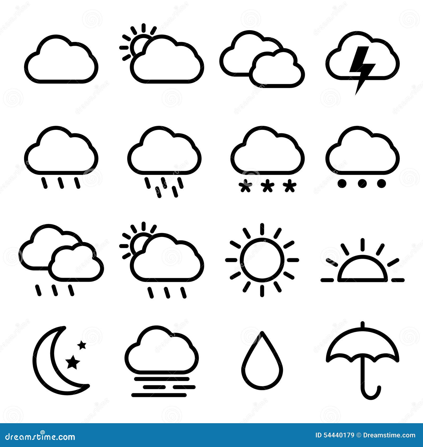 Weather Icons stock illustration. Illustration of moon - 54440179