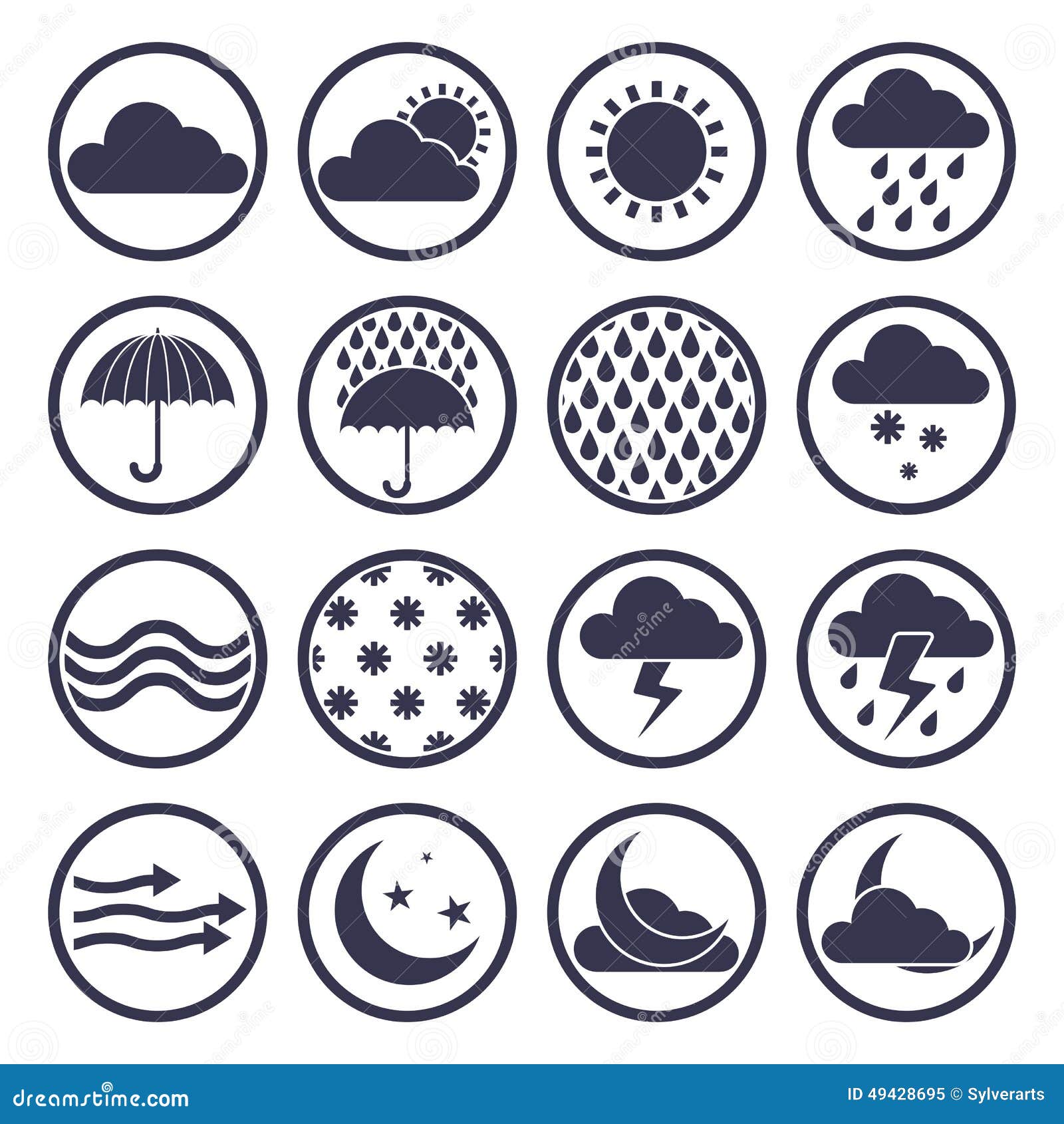 Weather Icons Vector Set. Meteorology Theme Stock Vector - Illustration ...