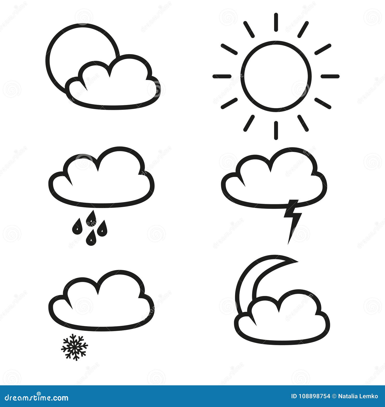 Weather of icons stock vector. Illustration of rainbow - 108898754