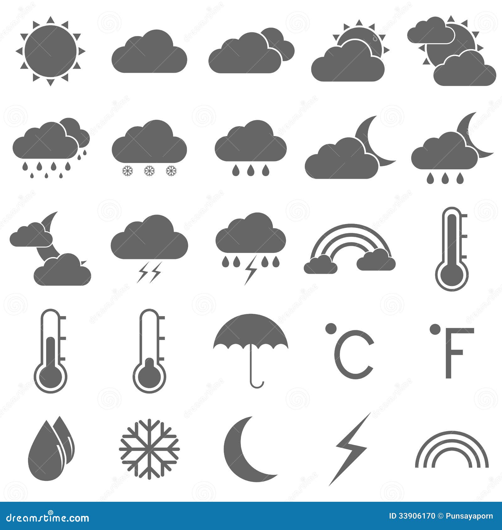 Weather Icons On White Background Stock Photo - Image ...