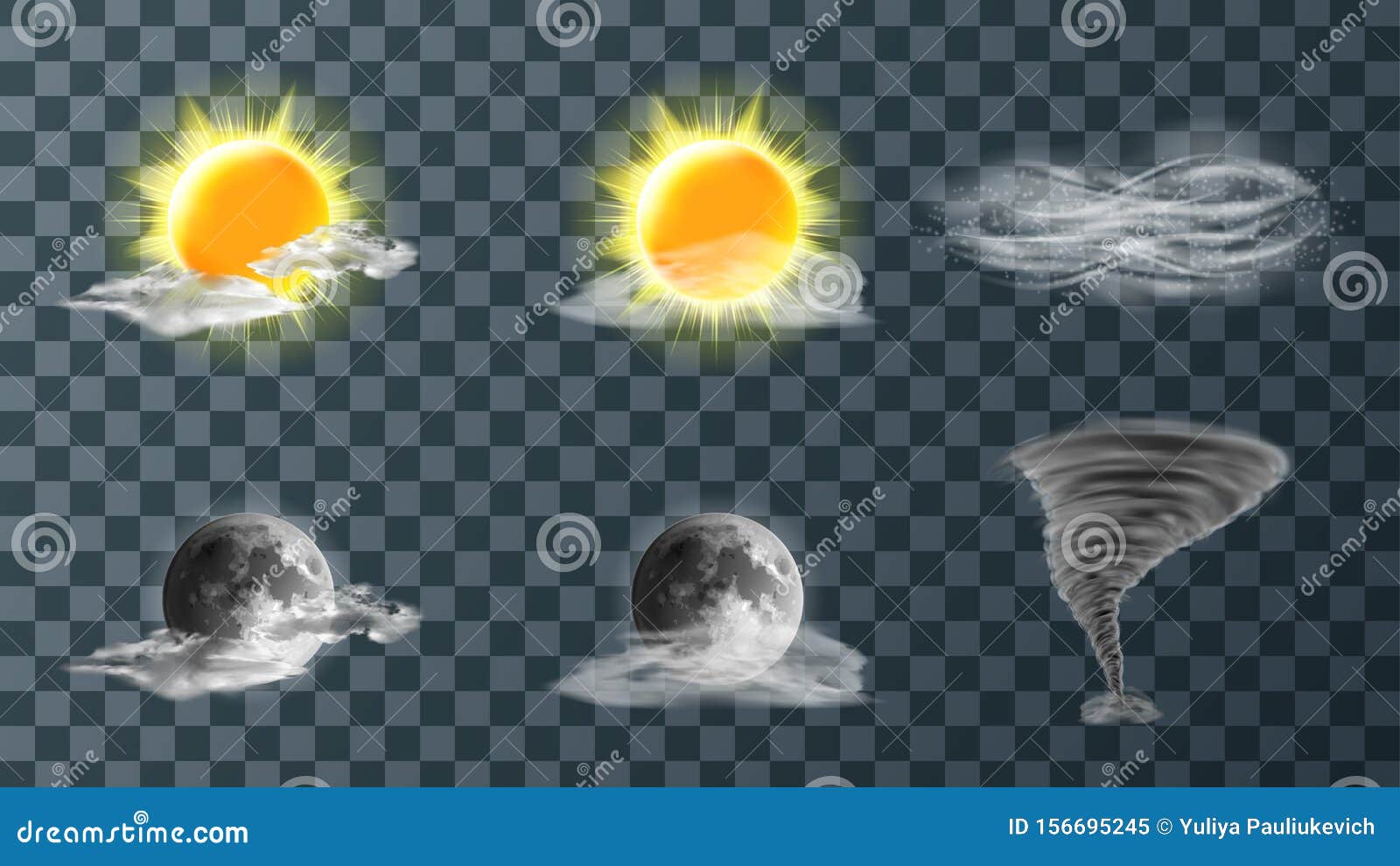 weather meteo icons realistic set