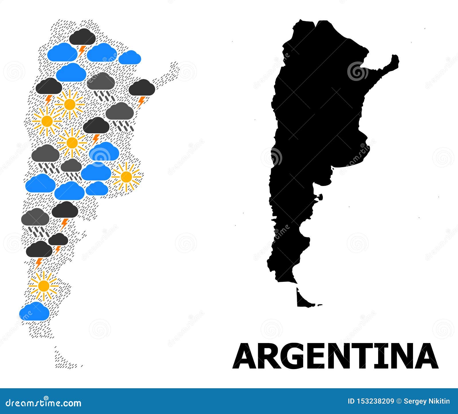 Weather Mosaic Map of Argentina Stock Illustration Illustration of