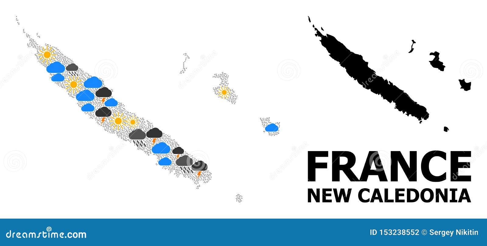 Weather Mosaic Map of New Caledonia Stock Illustration Illustration