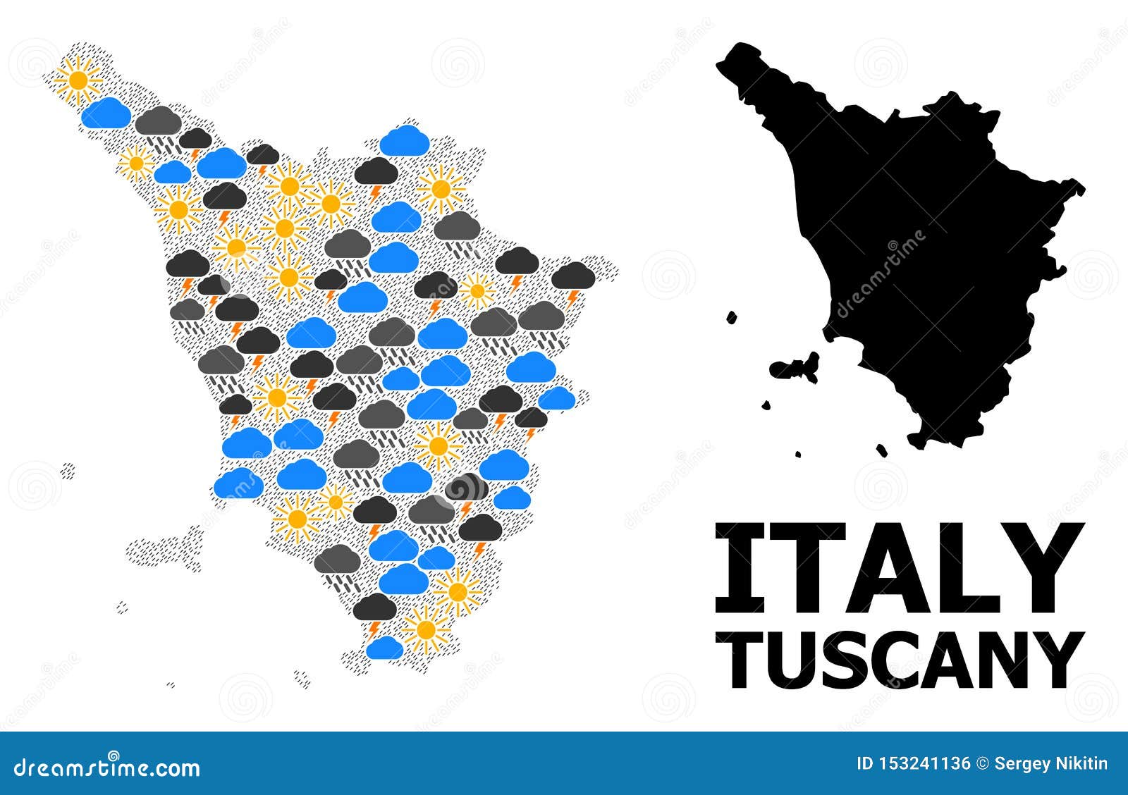 Weather Mosaic Map of Tuscany Region Stock Illustration Illustration