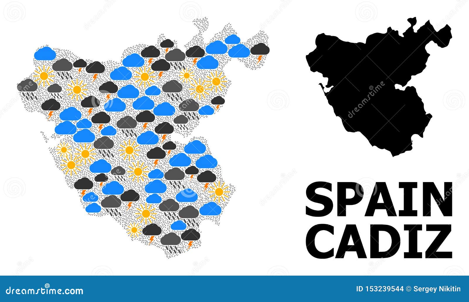 Weather Pattern Map of Cadiz Province Stock Illustration Illustration