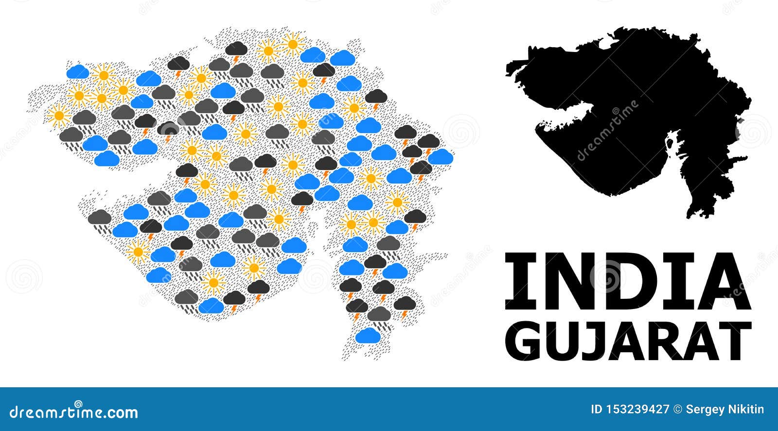 Weather Pattern Map Of Gujarat State RoyaltyFree Illustration 153239427