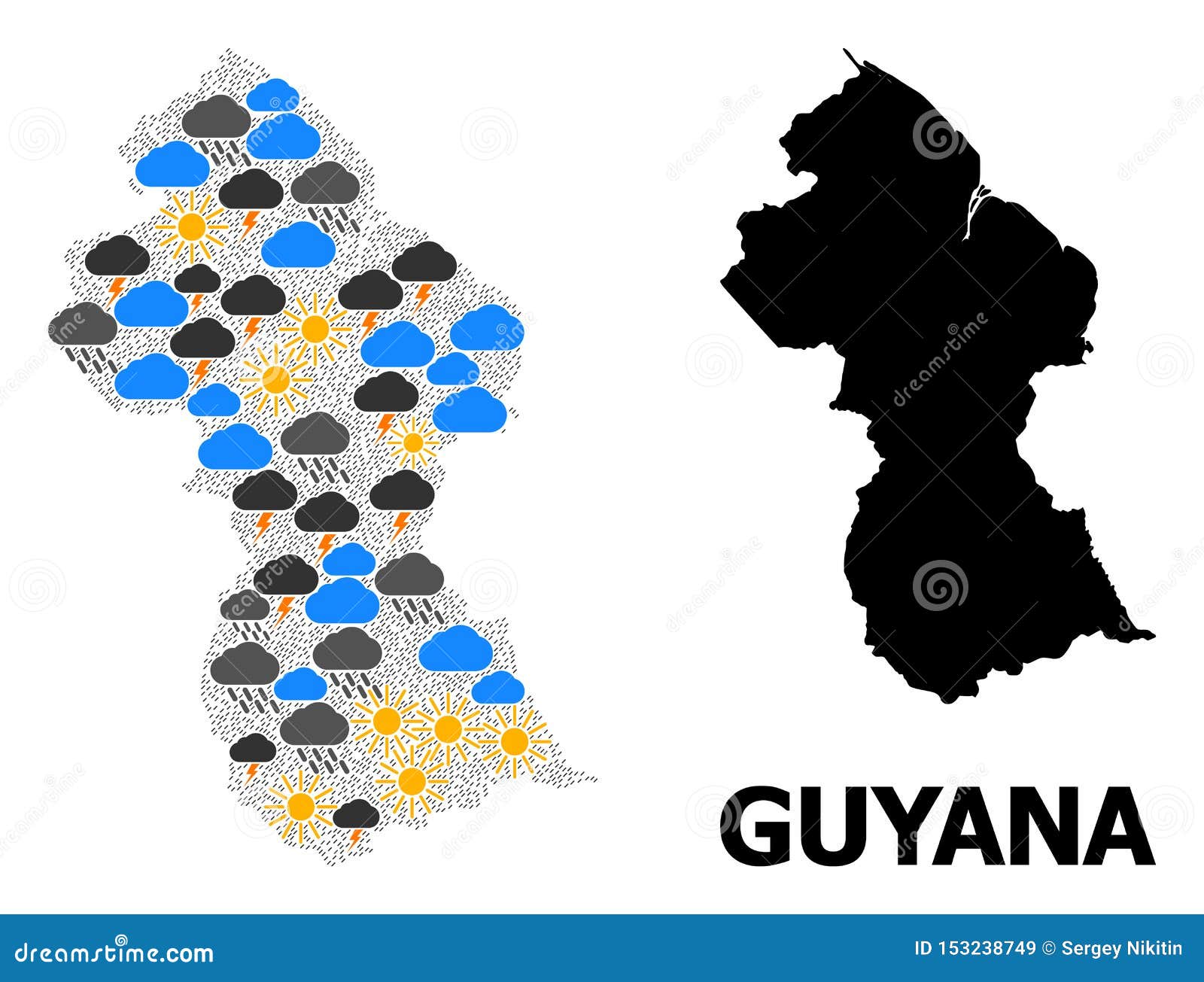 Weather Pattern Map of Guyana Stock Illustration Illustration of