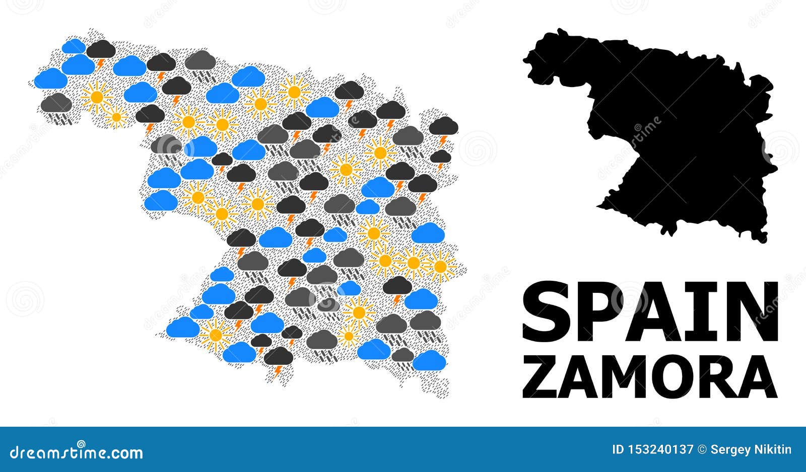 Weather Pattern Map of Zamora Province Stock Illustration
