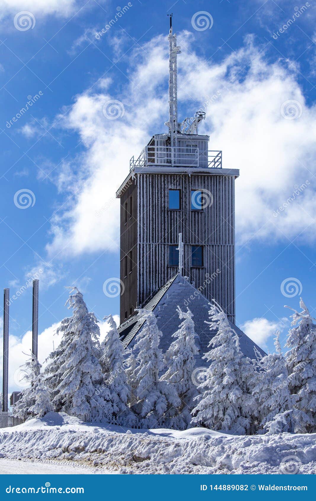 Weather station at the Fichtelberg peak, Oberwiesenthal, Germany