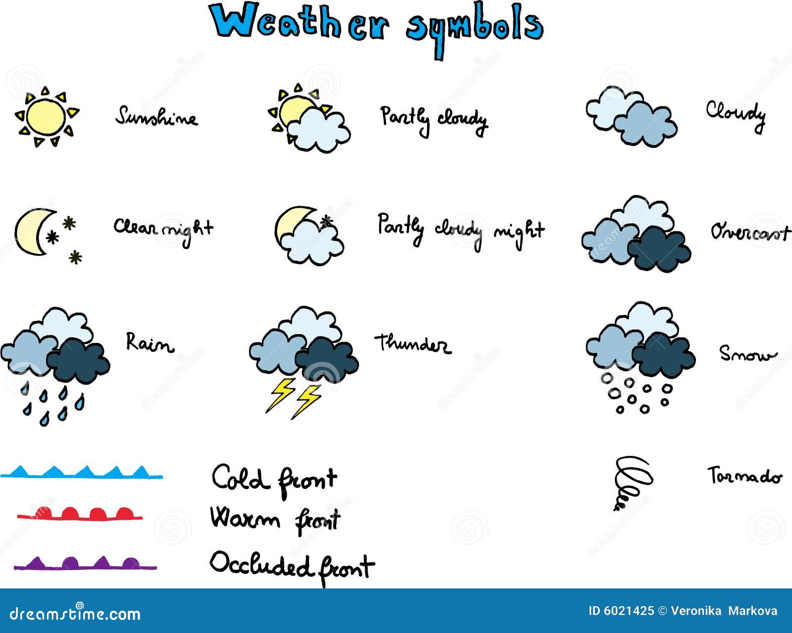 Cartoon Lightning Cloud - Weather Symbols Cartoon Vector | Bocainwasul