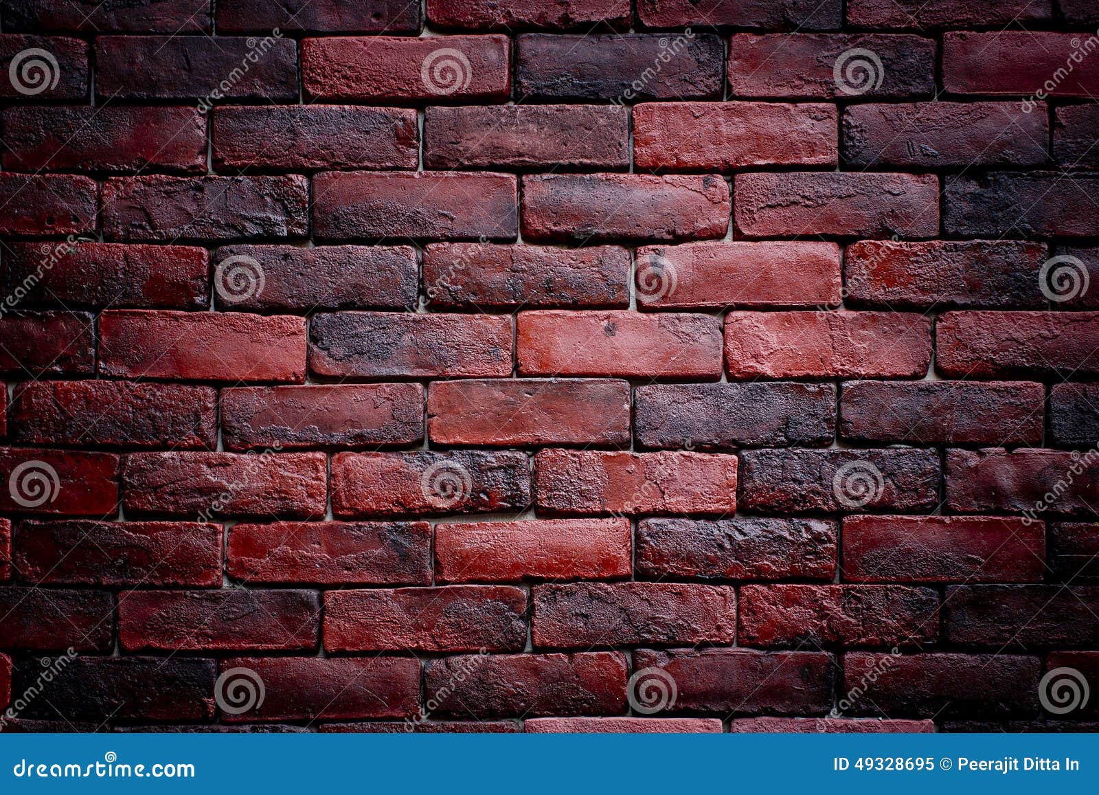 weather texture of stained old dark brown and red bricks wall background