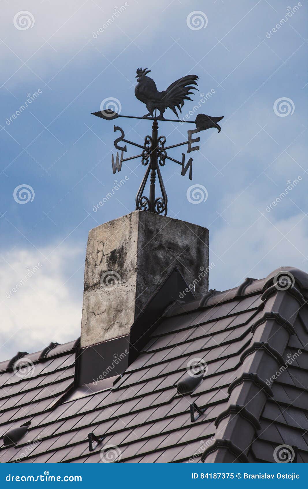 Weather vane on the roof stock image. Image of house 84187375