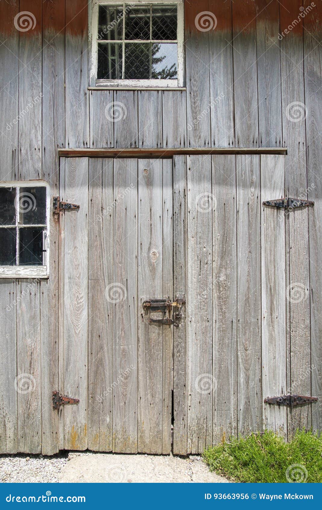 Weathered Barn Door Hinges Latch Windows Stock Photo Image Of