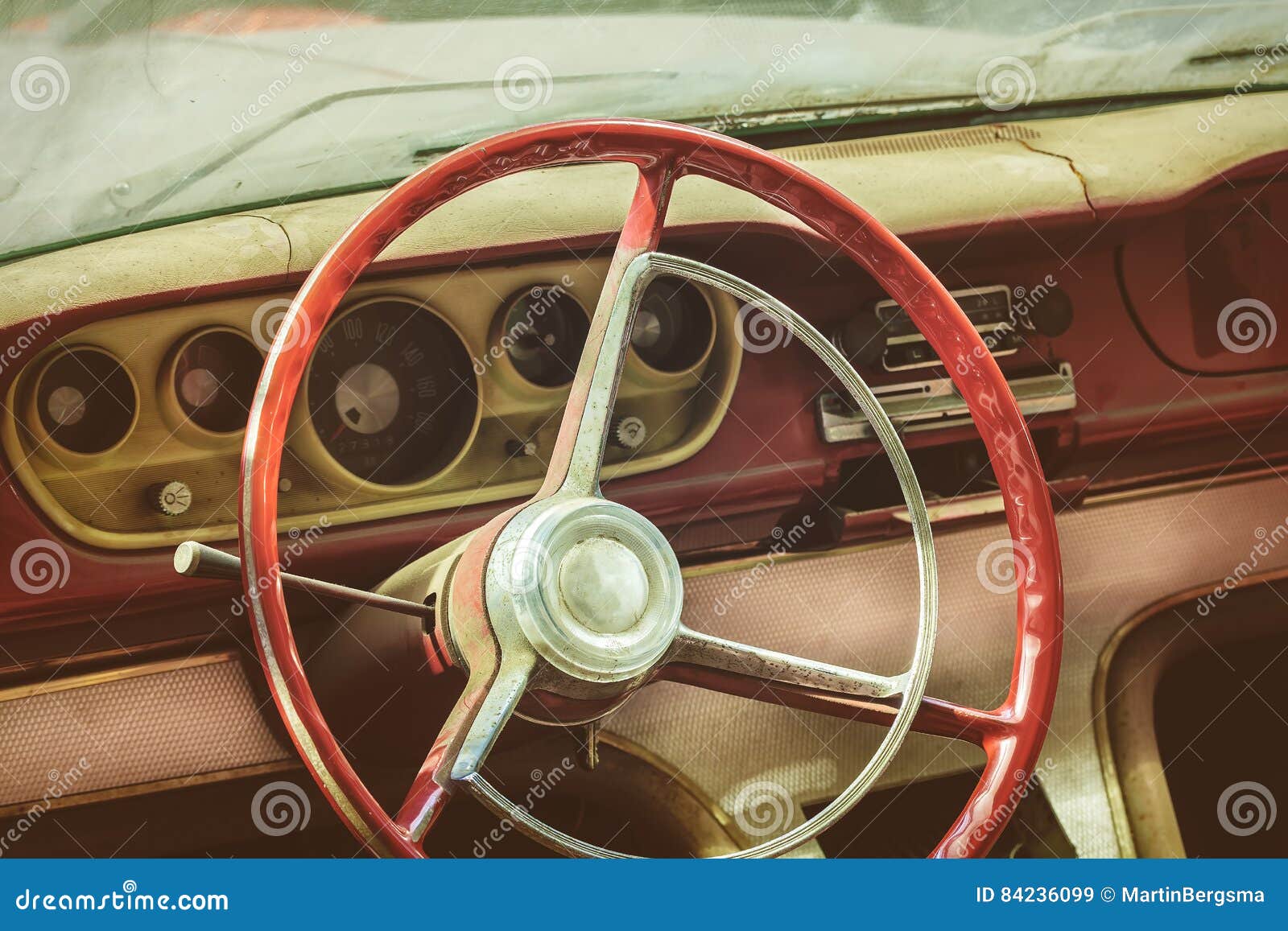Weathered Dusty Interior of a Classic Car Stock Image Image of timer