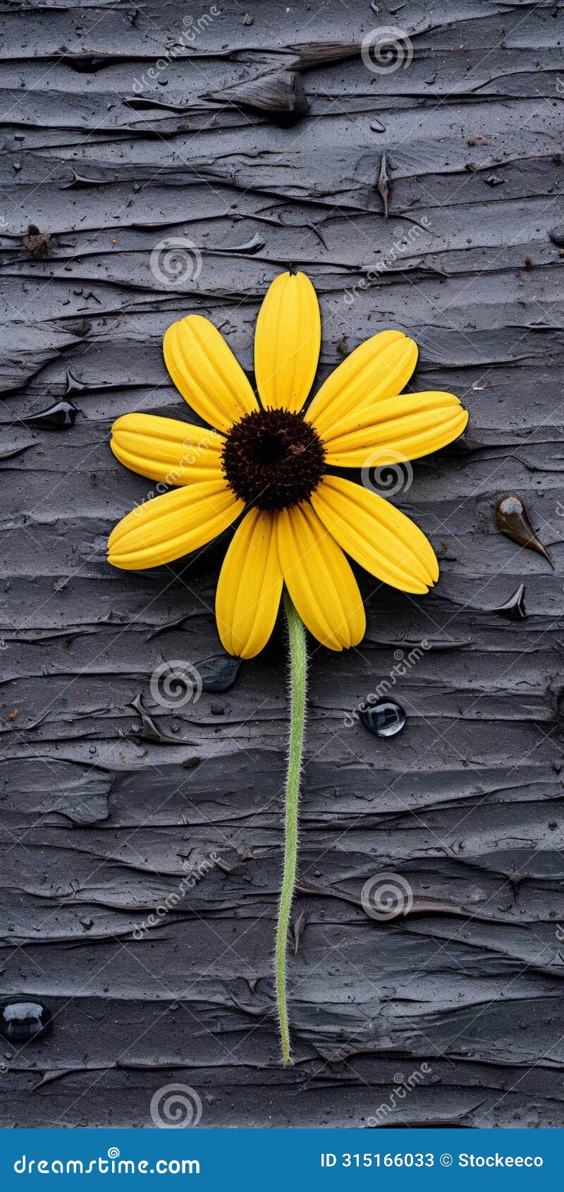 weathered materials: a visual delight of yellow flower on black background
