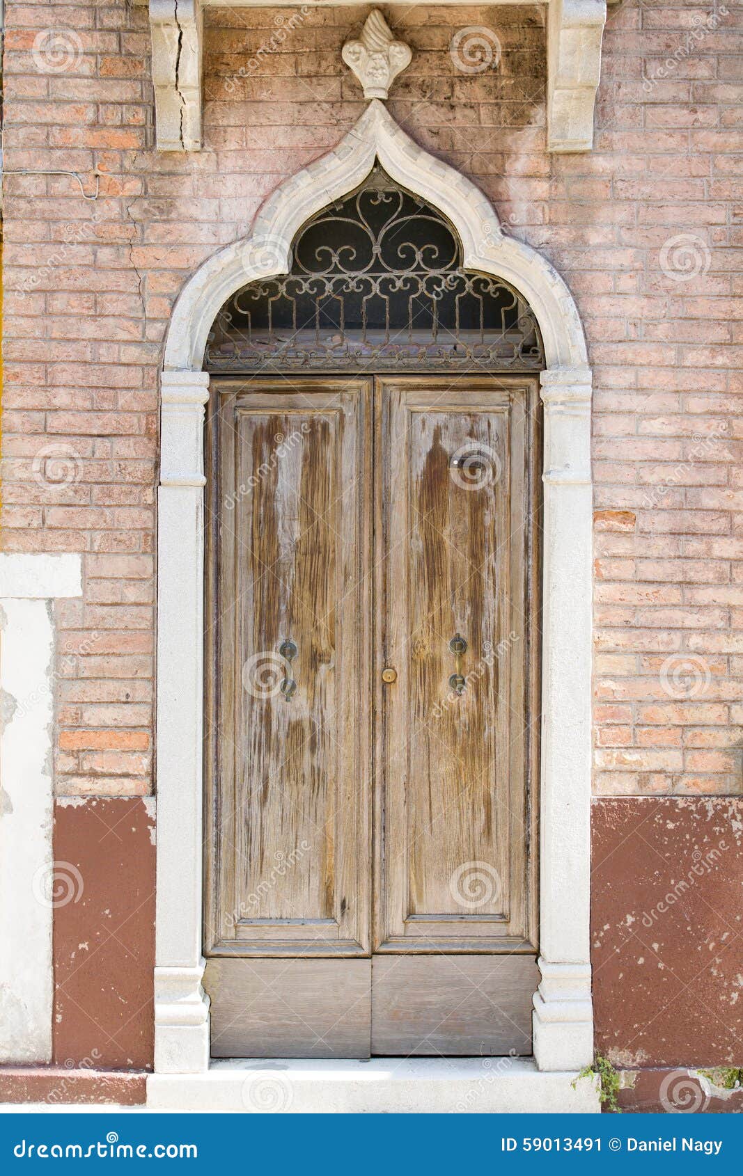 Weathered, Old Wooden Gate with Fretwork Stock Image - Image of brick ...