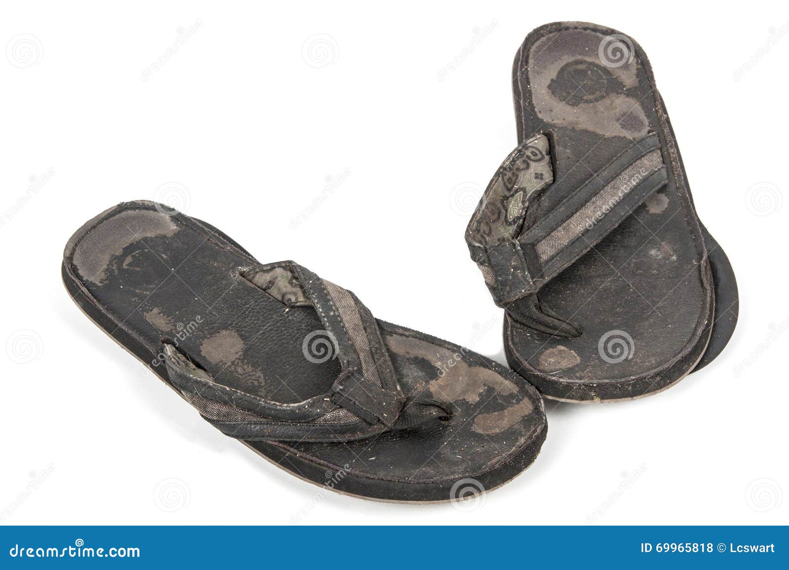 Weathered Pair of Worn-Out Black Leather Sandals Stock Photo - Image of ...