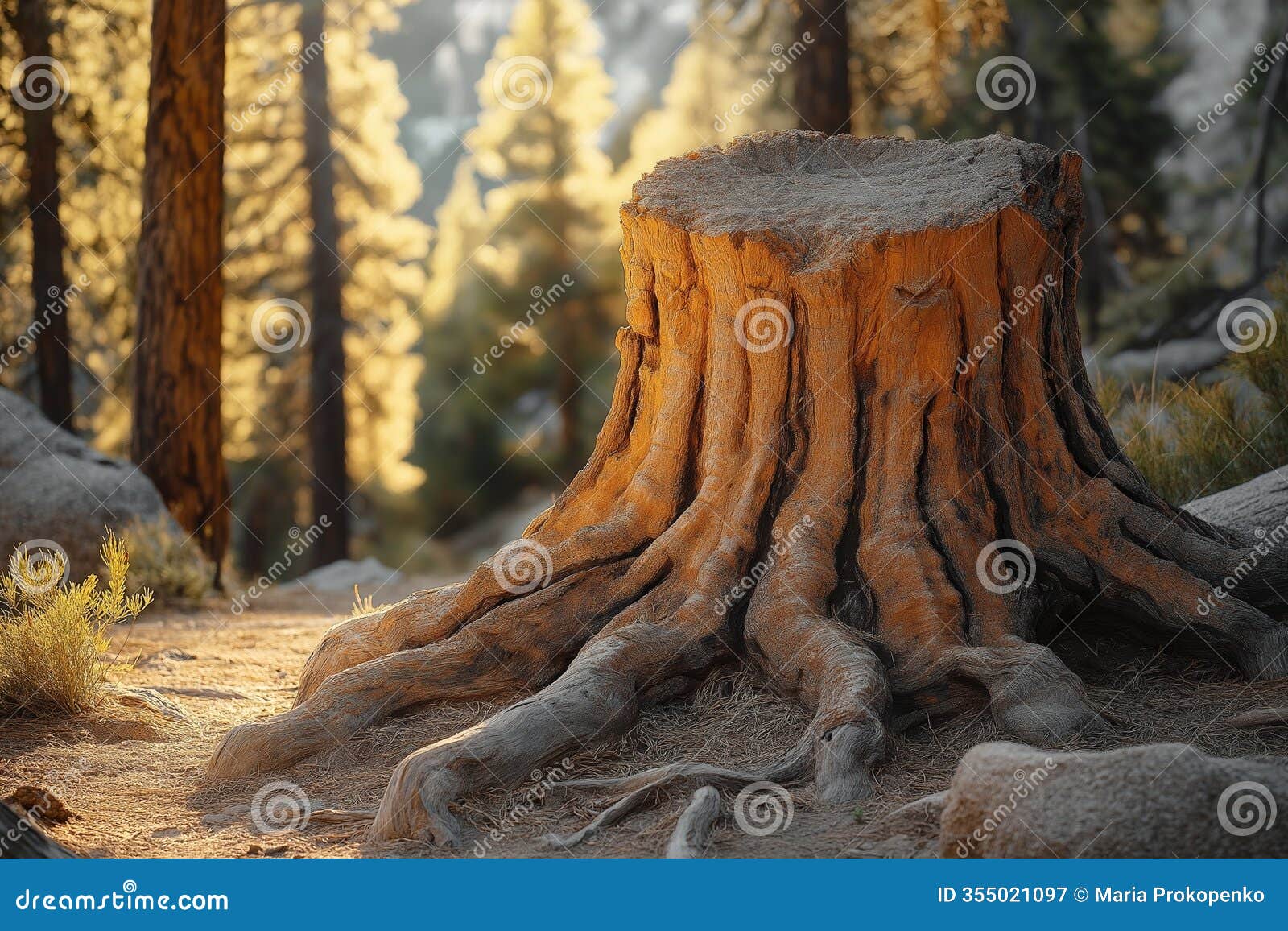 weathered tree trunk: intricate bark patterns and soft light