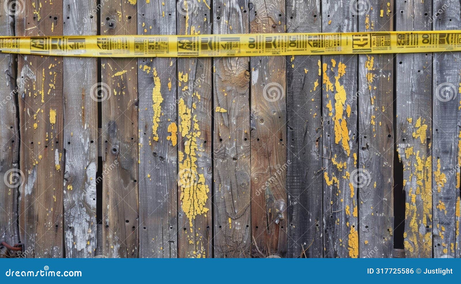 a weathered wooden fence adorned with caution tape and handwritten updates on the ongoing construction
