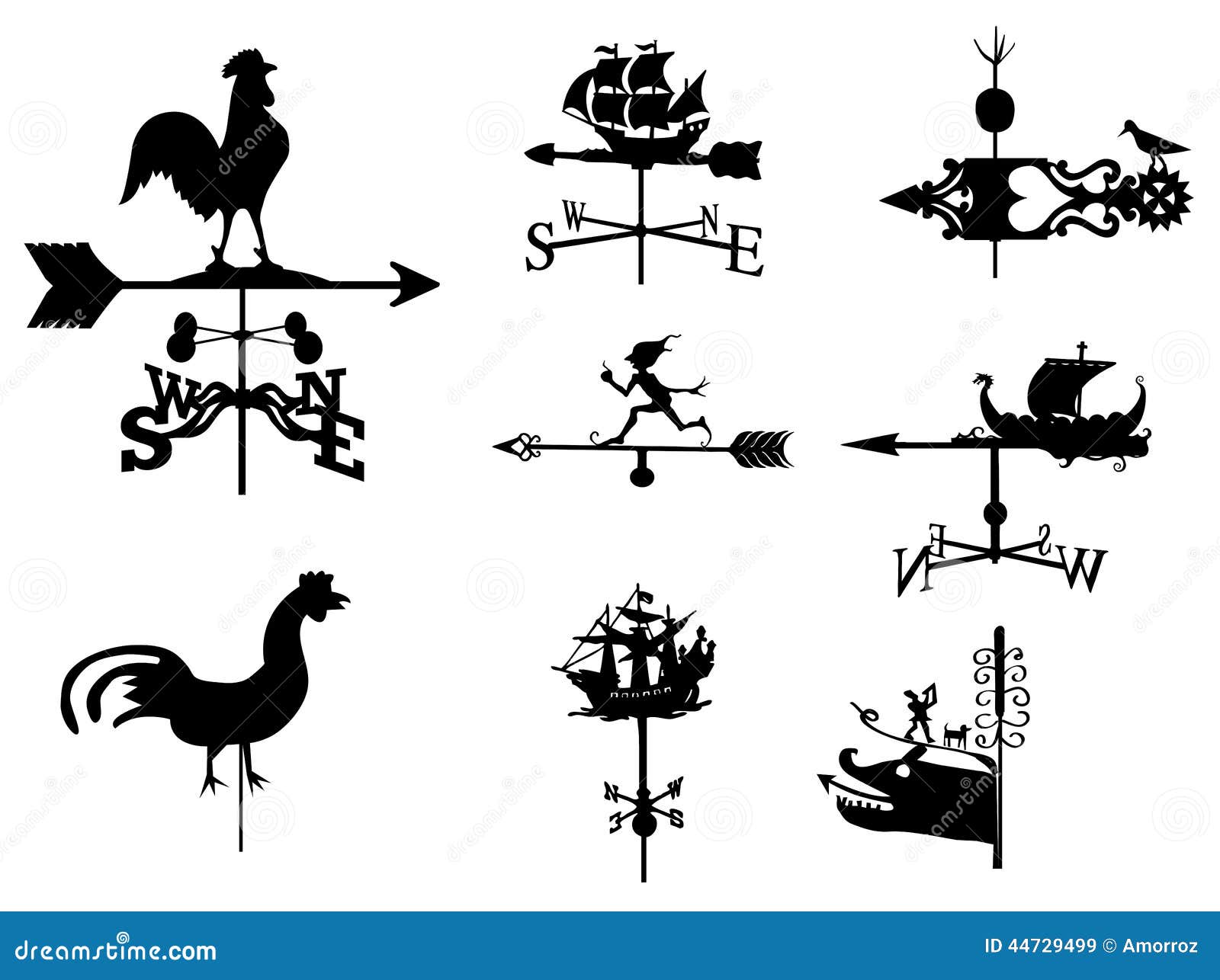 Weathervane (vector set) stock vector. Illustration of forecast 44729499