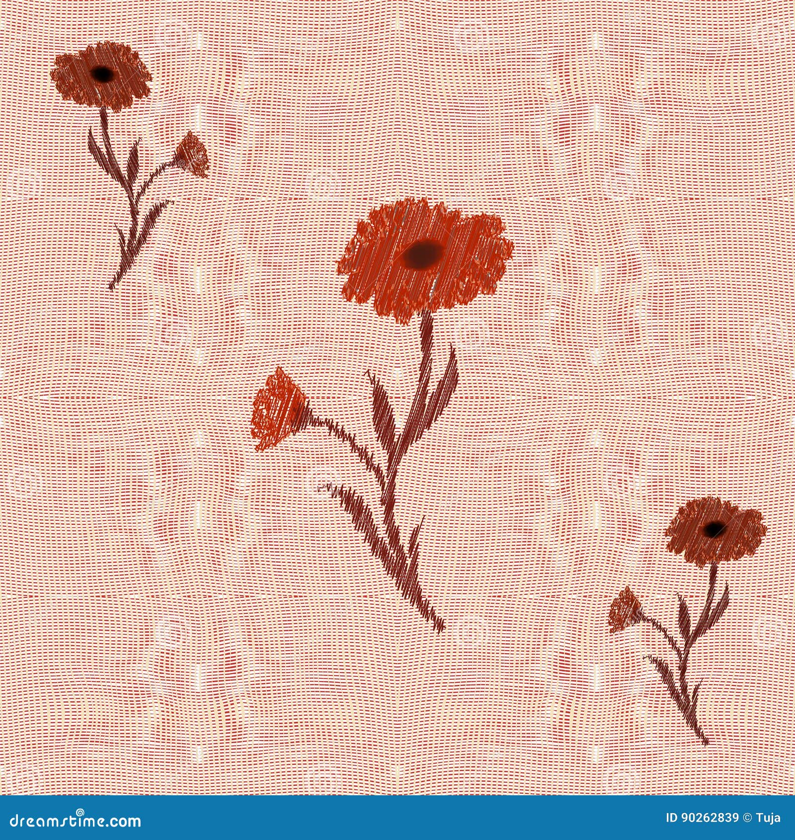 weave interlace seamless pattern with floral applique