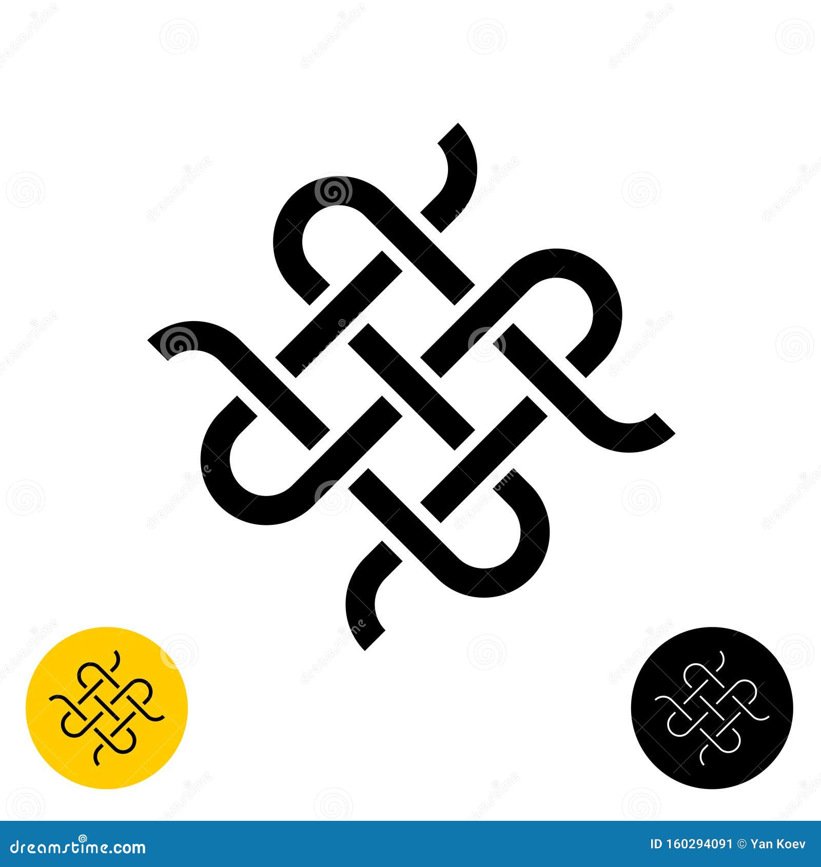 weave knots celtic style logo. intersected textile woven lines 