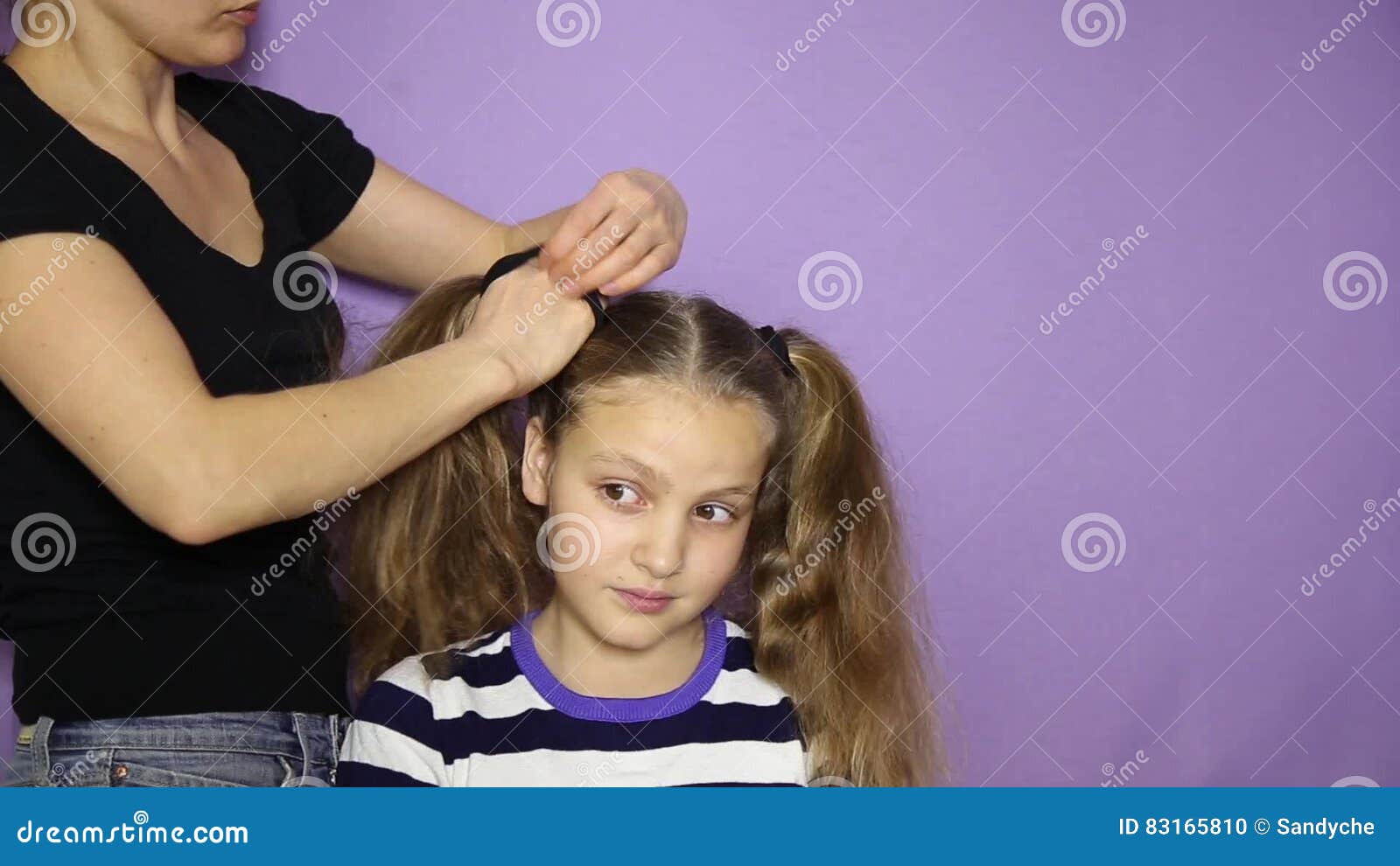 Weave a Little Cute Girl Pigtails. the Barber Makes a Girl Hairstyle. Stock  Footage - Video of braided, finger: 83165810