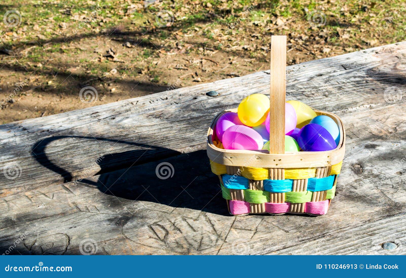 Wicker Easter Basket Filled with Colorful Eggs Stock Image Image of