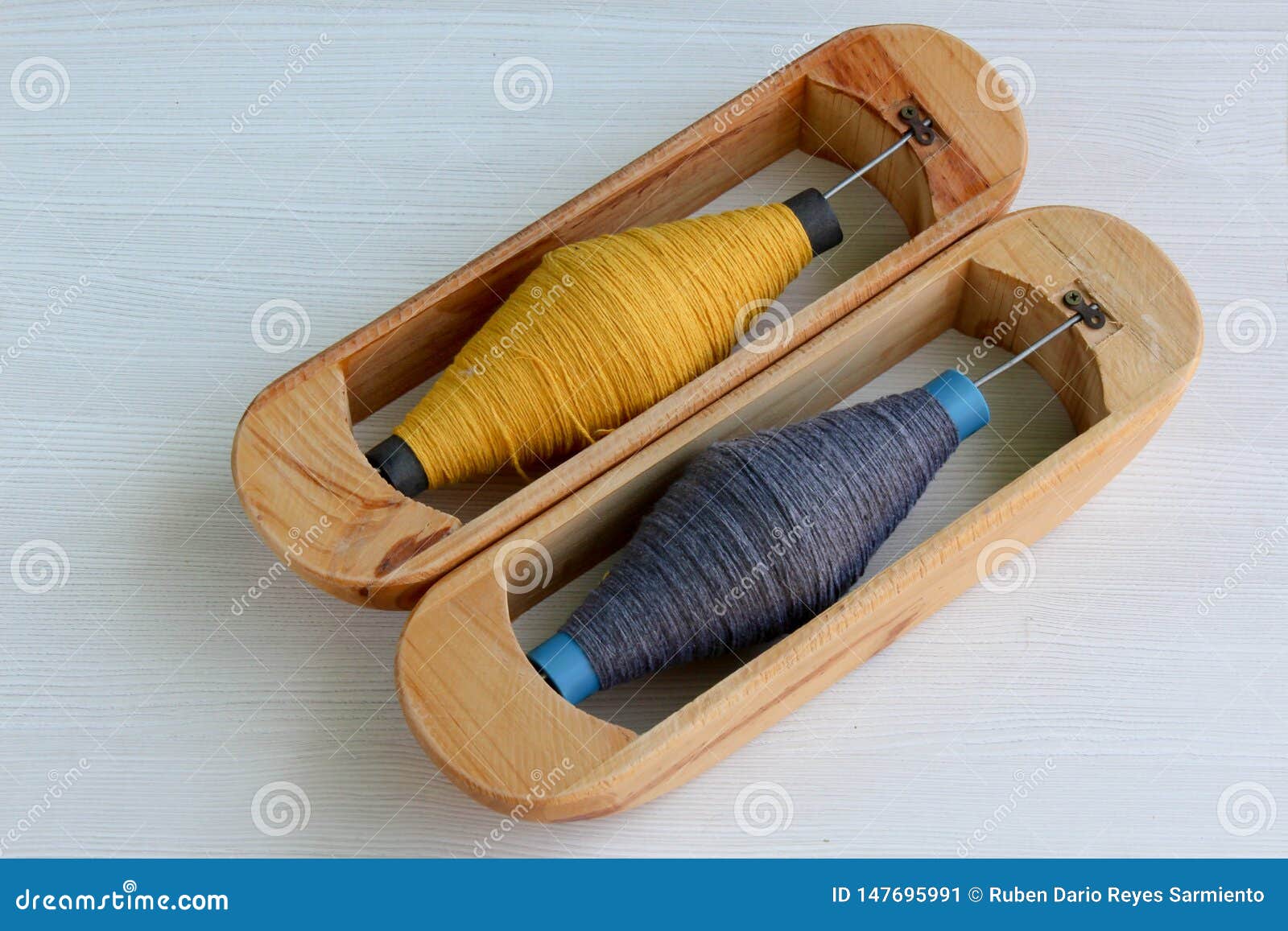 Weaving Shuttle, Weaving Loom and Shuttle on the Warp Stock Image