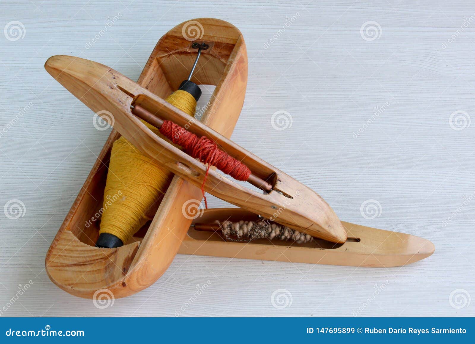 Weaving Shuttle, Weaving Loom and Shuttle on the Warp Stock Image