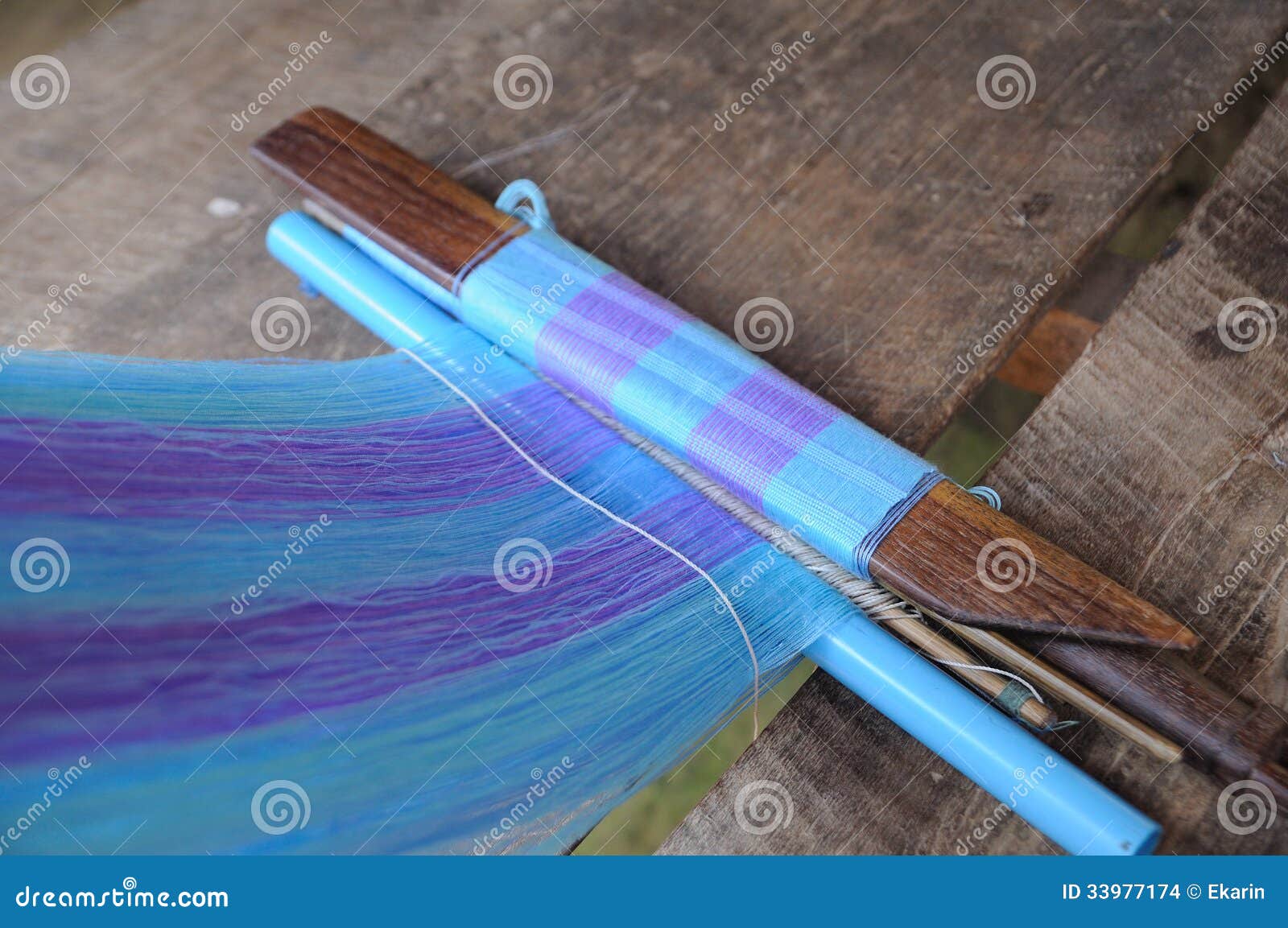 Weaving Tools And Yarn For Made Cloths, Local Production. Stock Photo