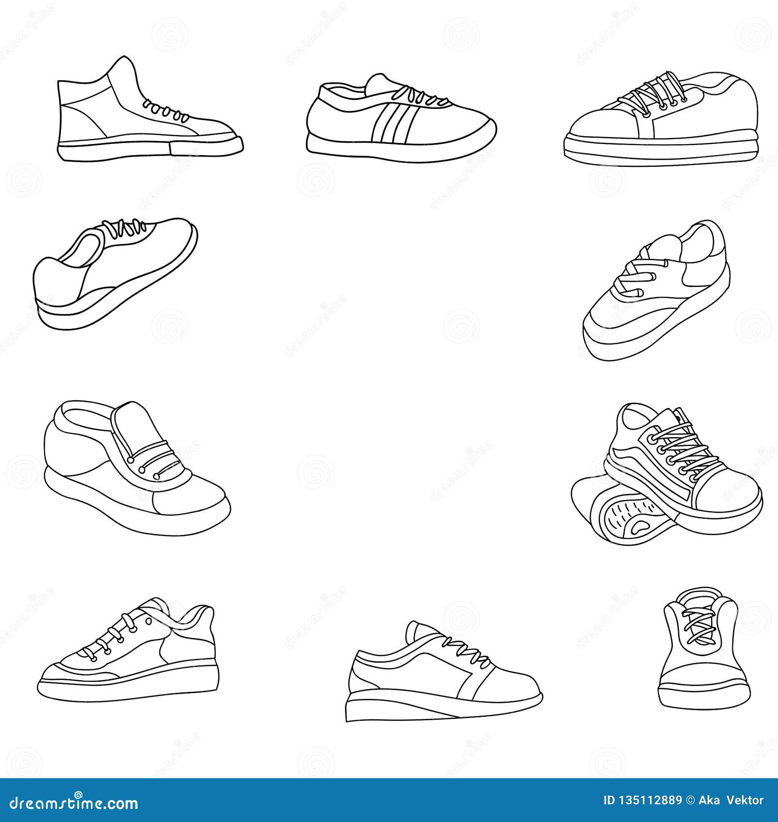 Shoes Set Line Art Icon Illustration Stock Vector - Illustration of