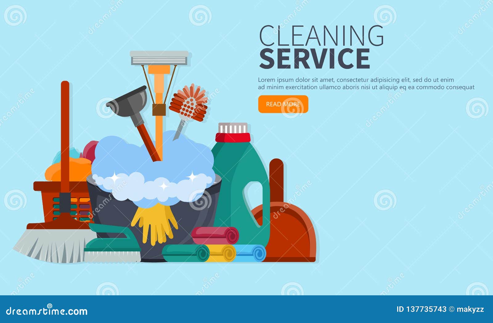 Equipment Cleaning Service Concept. Poster Template for House Cleaning